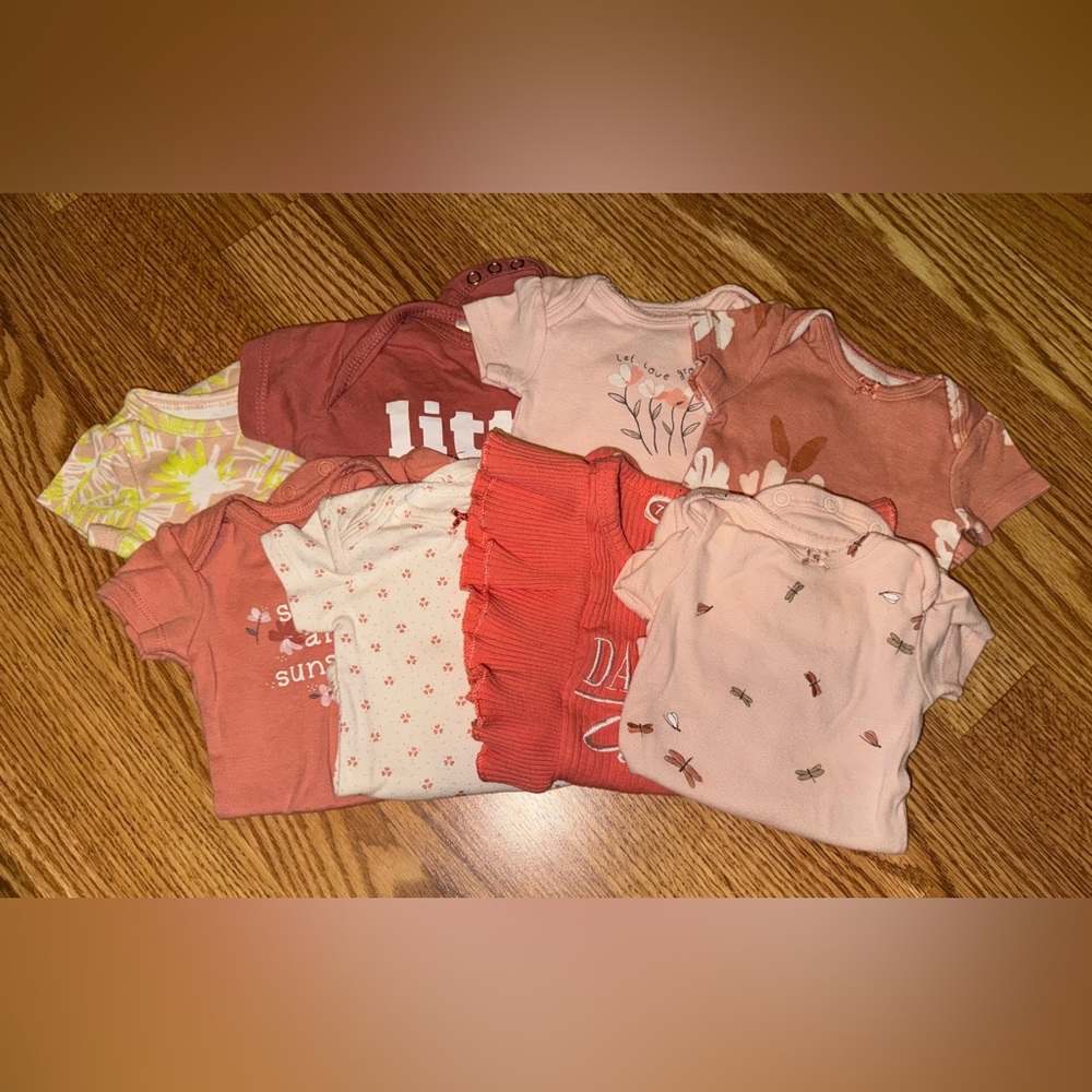 Pink Bundle of 8 NB Onesies